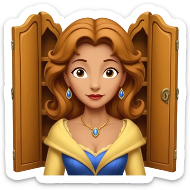 A middle-aged lady character from the fairy tale Beauty and the Beast — she was turned into a wardrobe and is around 40 years old. Based on the wardrobe’s original form, she has an anthropomorphic face. sticker