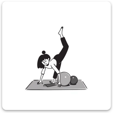 girl doing pilates doing pilates exercise, hand drawn doodle style sticker