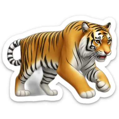 a tiger lunging at its prey sticker