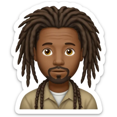 Hazme un emoji de un hombre negro con rastas y una pequeña perilla sin bigote sticker