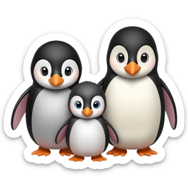 Savino the penguin,Moshi the doll and their parents sticker