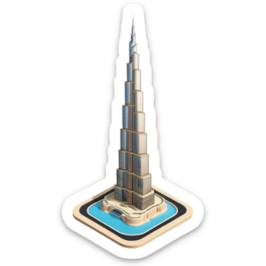 Burj Khalifa, beige color, minimalist style, top view, emoji style sticker