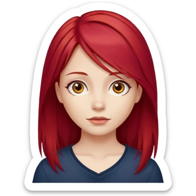 girl with cherry red hair long  sticker