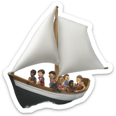 A boat sailing, whose name is Pelotari, carries many people and there are many waves￼ sticker