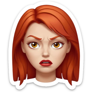 mujer pelirroja con los ojos y los labios maquillados enojada sticker