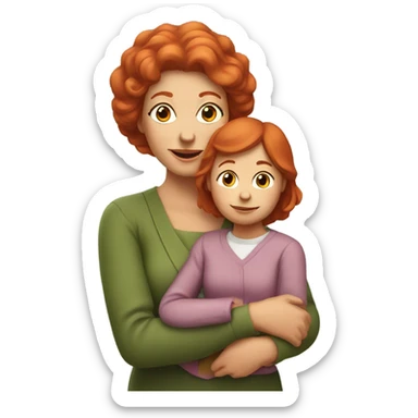 Red headed grandmother holding her red headed granddaughter  sticker
