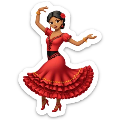 Cinematic Realistic Flamenco Pop Culture Emoji, featuring an expressive portrayal of traditional Spanish dance rendered with dynamic textures and passionate, vibrant lighting. sticker