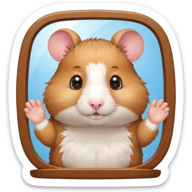 cartoon-style hamster taking mirror photo with latest iphone sticker