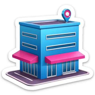 The building houses the Ozon order pickup point in its signature blue (digital blue) and raspberry colors. sticker