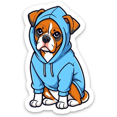 Boxer dog with a blue hoodie sticker