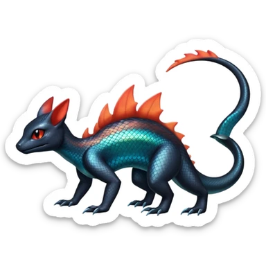 Shiny Exotic Salandit-Umbreon-Charmeleon-Fakémon-hybrid-creature (full body)  sticker