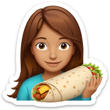 Girl with brown hair "resting chicken burrito face" sticker