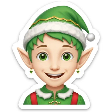 duende navideño con una sonrisa amplia y brackets sticker