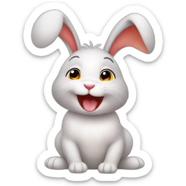 Rabbit imoji given congratulations with lapping  sticker