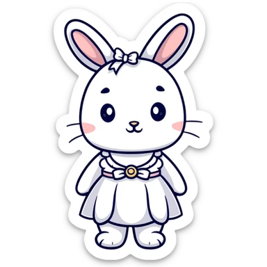 cute bunny in fancy evening dress or gown sticker