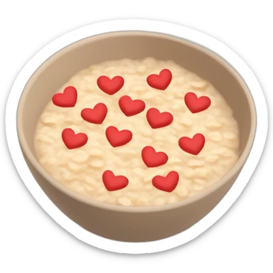 A bowl of oatmeal but with hearts in it sticker