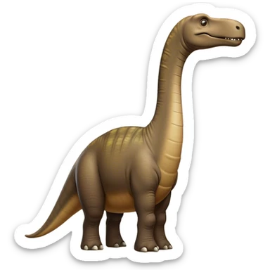 Cinematic Noble Brontosaurus Portrait Emoji, Poised and majestic, with a colossal, elongated neck stretching gracefully from a massive, sturdy body draped in warm, earthy tones, a gentle, wise face with soft, observant eyes, and a long, elegant tail, Simplified yet grandly defined features, highly detailed, glowing with a soft, ancient luminescence, high shine, intelligent and serene, stylized with an air of prehistoric grandeur, focused and calm, soft glowing outline, capturing the essence of a watchful and confident Brontosaurus that appears ready to loom out of the screen with effortless majesty! sticker