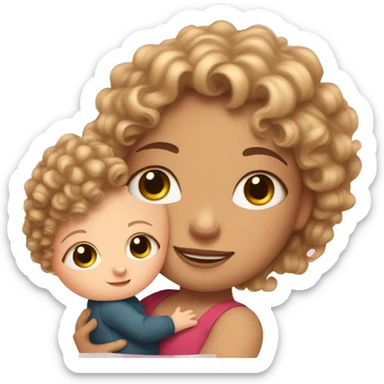 curly-haired white girl with a 5 month old baby in her arms sticker