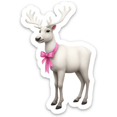 white real reindeer pink bows full body sticker