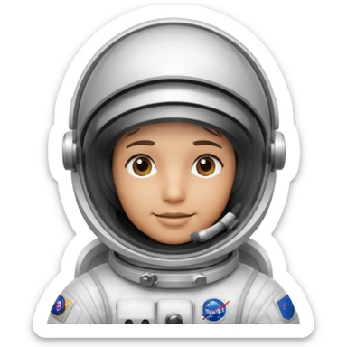 Astronaut in white EVA suit with silver visor helmet sticker