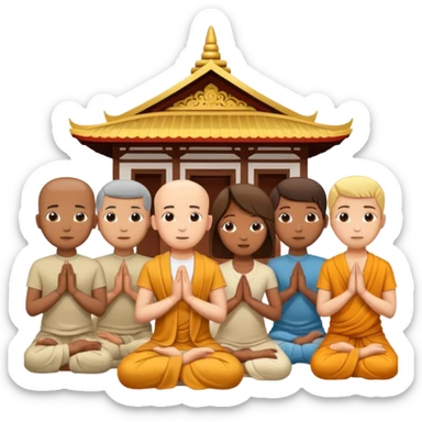 people praying in a Buddhist temple sticker