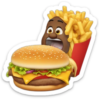 Big fat man eating a burger sticker
