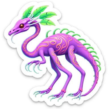 Tropical futuristic lush neon Fionbri-Vernid-creature (full body) sticker
