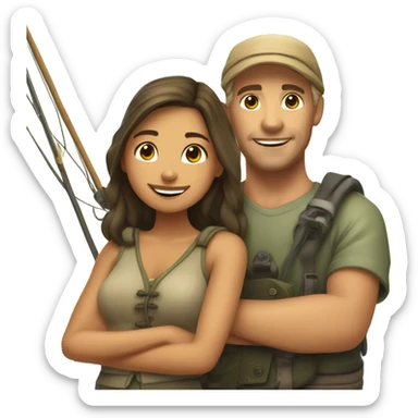 Caucasian fisherman no beard in love with Philippine island girl on an island sticker