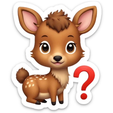 Baby deer and question mark sticker