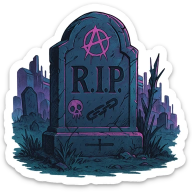  [[[a lonesome tombstone in a graveyard]]], , punk gothic style, futuristic cyberwave cyberpunk, monument
 sticker