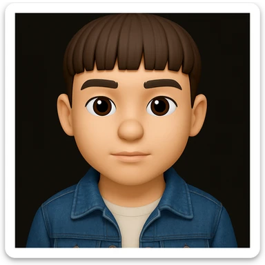 Redress the boy in the image wearing a denim jacket. The original style is 3D Emoji, but since it does not support editing, create the edit in a general style while preserving the 3D Emoji look and feel. sticker