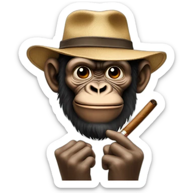 Create an emoji representing an ape with a hat and smoking a cigar sticker