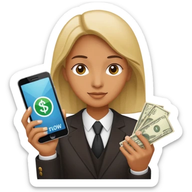 Earn money show by human with mobile.show cash flow symbol sticker