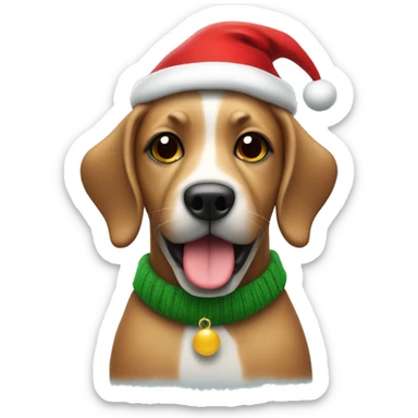 Dog wearing a Santa hat and a Christmas jumper sticker