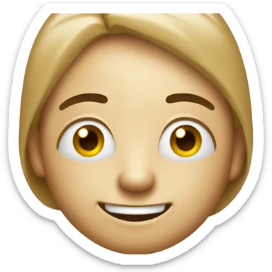Design a happy emoji with a pair of expressive eyes, a small nose, a wide smile, and raised eyebrows. Ensure the elements are on a transparent background and there is no full face. sticker