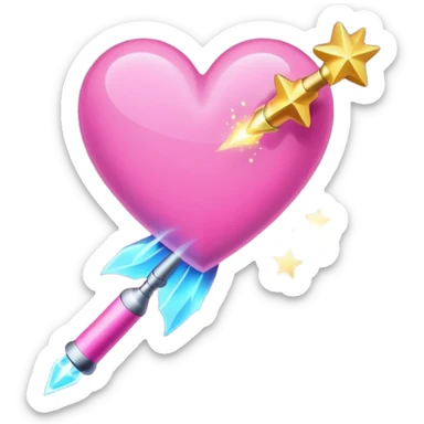 pink heart shooting star effect on end of a wand sticker