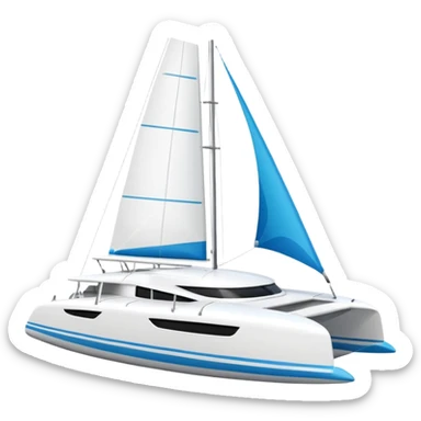 A catamaran with a white background. No wording or lettering on the boat  sticker
