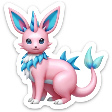 lush pastel-bright-vibrant warm-colored modern colorful neon-colored Fakémon-Digimon-Sylveon-Vaporeon-Pokémon-creature (full body) sticker