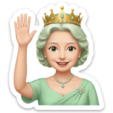 Queen Elizabeth waves in pastel green clothes sticker