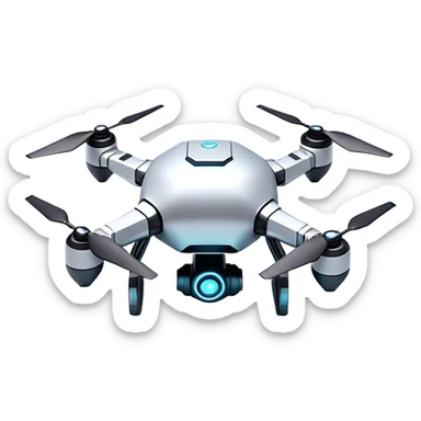 Clash of Clans aesthetic: Cinematic Playful 3D Isometric Robot Drone Emoji, rendered in a 3D vector-style similar to standard emojis with minimal shading and bold, simplified shapes. A compact, distinct form with signature details, softly glowing with a futuristic sci-fi warfare charm. Simplified yet unmistakably iconic, highly detailed and consistent, glowing with a soft radiance and high shine. Stylized with a touch of high-tech brilliance and a soft glowing outline, capturing the essence of a beloved gaming relic with a friendly, playful manner! sticker