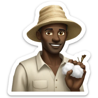 African man harvesting cotton sticker