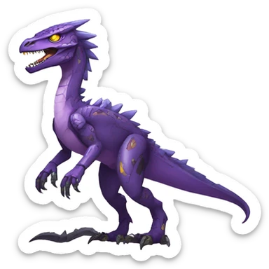  Edgy Purple Yellow Digimon-Fakemon-Velociraptor-Dragon-Mecha full body sticker