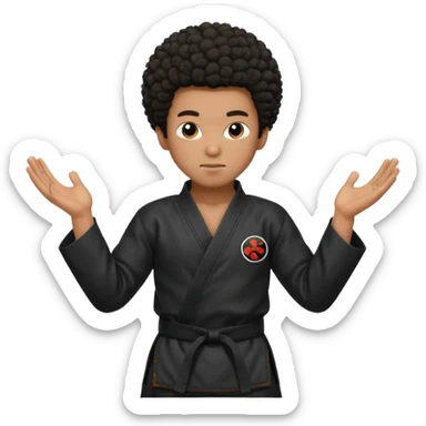 black karate instructor with afro hair and a low taper haircut, and a small fade on the sides sticker