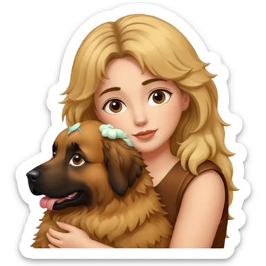 Ludovica che abbraccia il suo cane leone sticker