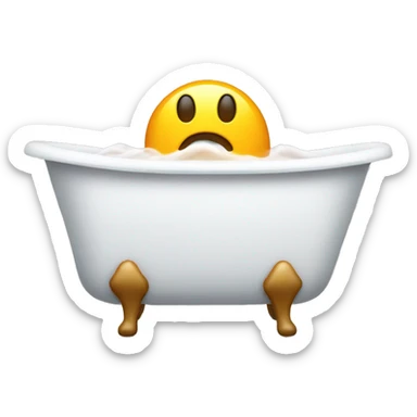 A bathtub with a toaster about to fall into it, simple looking and cute sticker