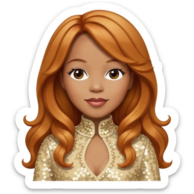 Tina Campbell from Mary Mary with long reddish blonde hair, cream sequin outfit sticker