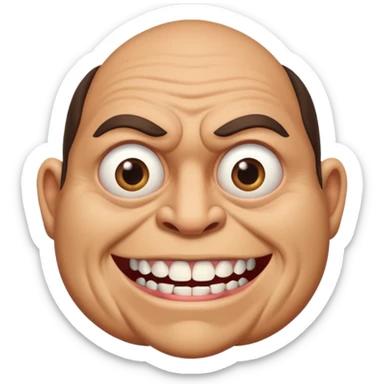 extremely ugly man with big teeth and realistic eyes and a quadruple chin sticker