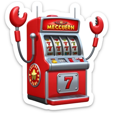 Lightning McQueen with arms and legs playing a slot machine sticker