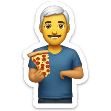 hands to the sides white man with a tattoo and a pizza in his hands sticker