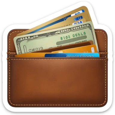 portefeuille marron avec pleins de billet et carte bancaire sticker